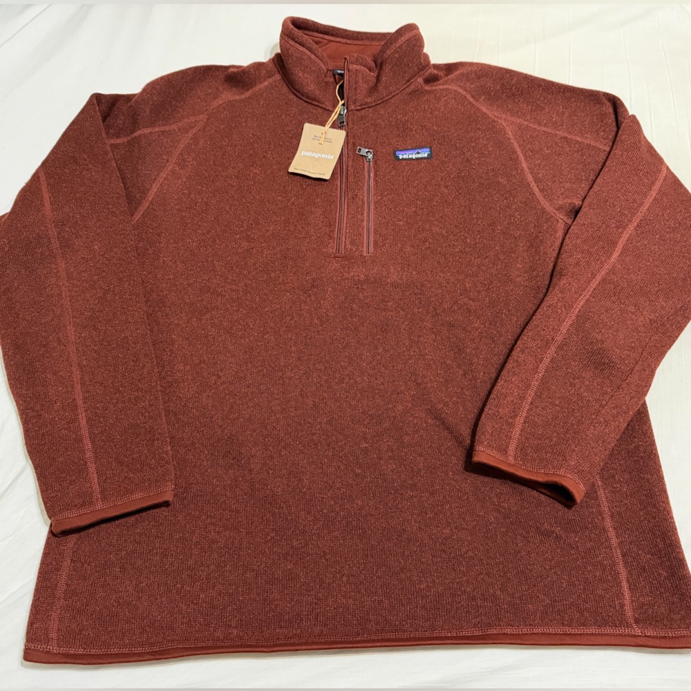 New Patagonia Better Sweater 1/4 Zip Pullover Dried Vanilla Red Men's XL $139